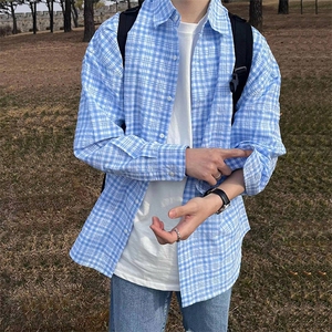 春装格子衬衫男装长袖休闲衬衣格纹薄外套 XZ716A-CS806P55图片