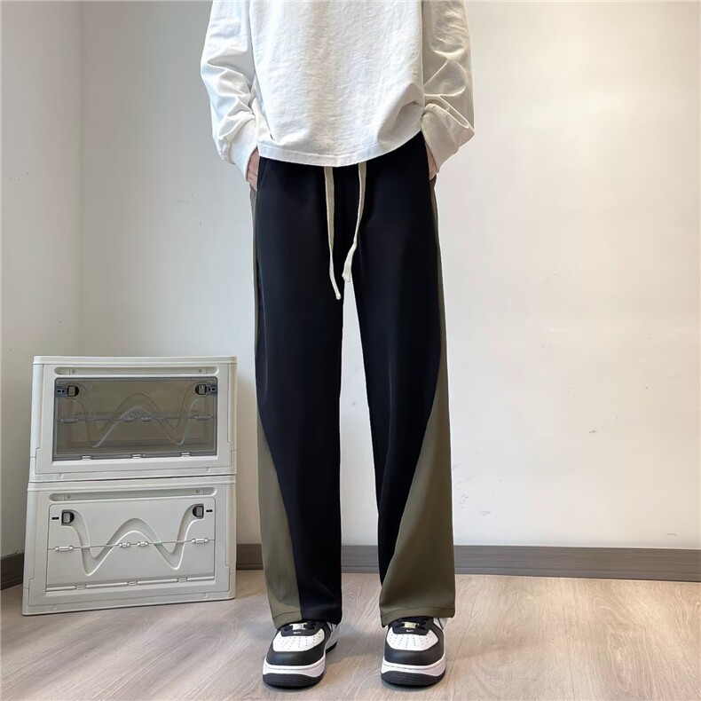 2023年新款撞色运动裤卫裤男裤宽松阔腿哈伦裤设计感裤子CK33P36,男装休闲裤,星座410-2