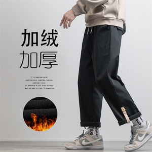 2023冬季大码男木地板白墙宽松直筒裤加绒潮流休闲长裤K28561-P50图片