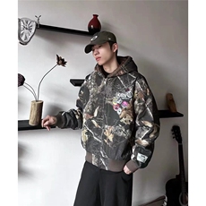 美式连帽牛仔棉服男女迷彩复古加绒加厚夹克外套潮AJ64-P168，男装夹克，星座208-5