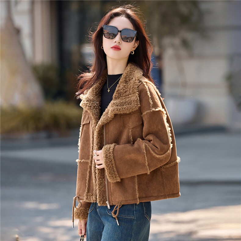羊羔毛外套女2025冬新款绝美巨好看的休闲小香风韩系短款皮毛一体,女装羊羔毛/颗粒绒,依如秀(原杭风阁)