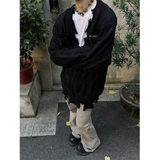 现货网络图美式学院风破坏毛边拉链开衫毛衣针织衫，男装针织衫/毛衣，星座807-3