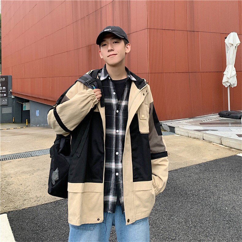 2023新款秋季潮流工装风衣外套男韩版宽松休闲连帽夹克W1100-P68,男装夹克,星座512-2