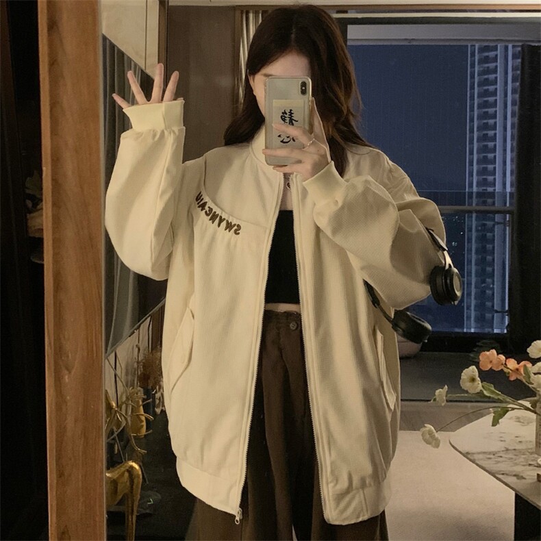 高街刺绣字母飞行服外套女春秋宽松情侣百搭夹克棒球服C815-P100,男装夹克,星座911-2(原星座613-2）