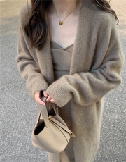 2024年秋季时尚潮流简约气质百搭纯毛长外套，女装羊毛衫，梵泰羊绒