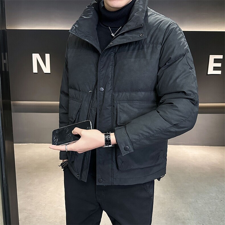 2025新款皮羽绒服男士立领痞帅短款防寒服外套B240-YR69010-P215，男装羽绒服，电商B240
