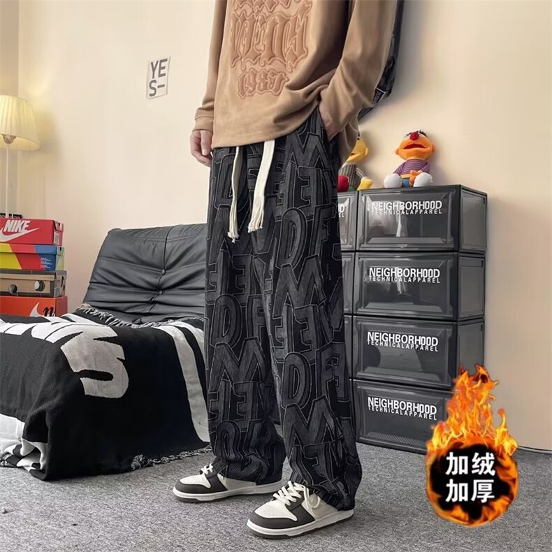 218-1-P45-Z92A新款时尚休闲潮男百搭加绒裤图片