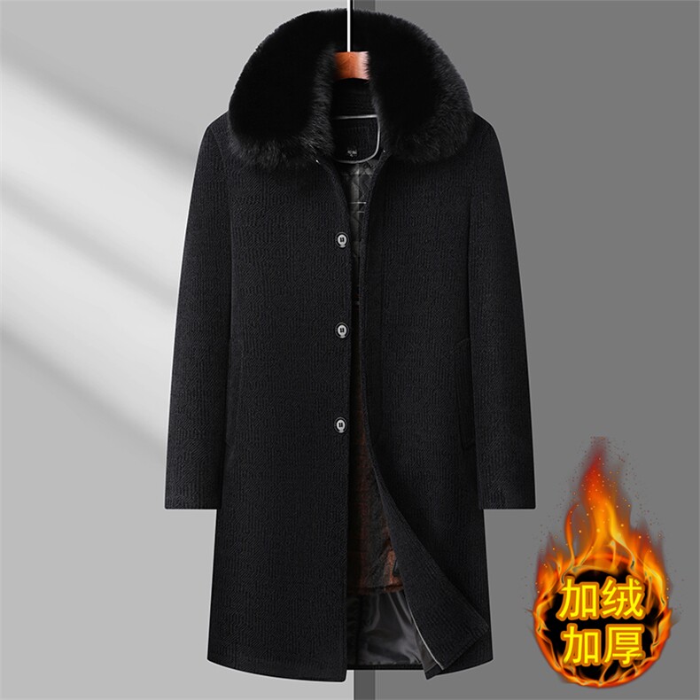 新款主推脱卸内胆长款大衣呢大衣男爸爸外套商务装TR9903-P175，男装毛呢大衣，星座1105-3