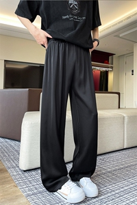 8XL-M 特大码冰丝裤醋酸阔腿裤男缎面高腰垂感防晒凉凉裤K979P45图片