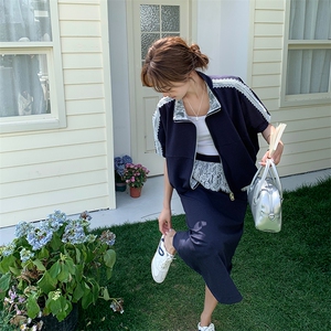 休闲运动蕾丝薄款短袖卫衣半身裙女夏2025新款甜美显瘦图片