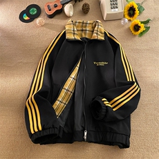 三条杠拼色夹克衫2025春季新款棒球服冲锋衣外套6020-P60控98，男装夹克，星座207