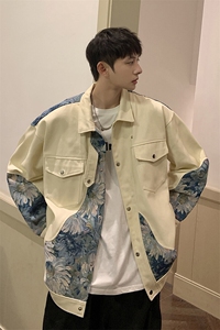 港风风植物花卉刺绣夹克男大码M-5XL潮美式JK7806P95控138图片