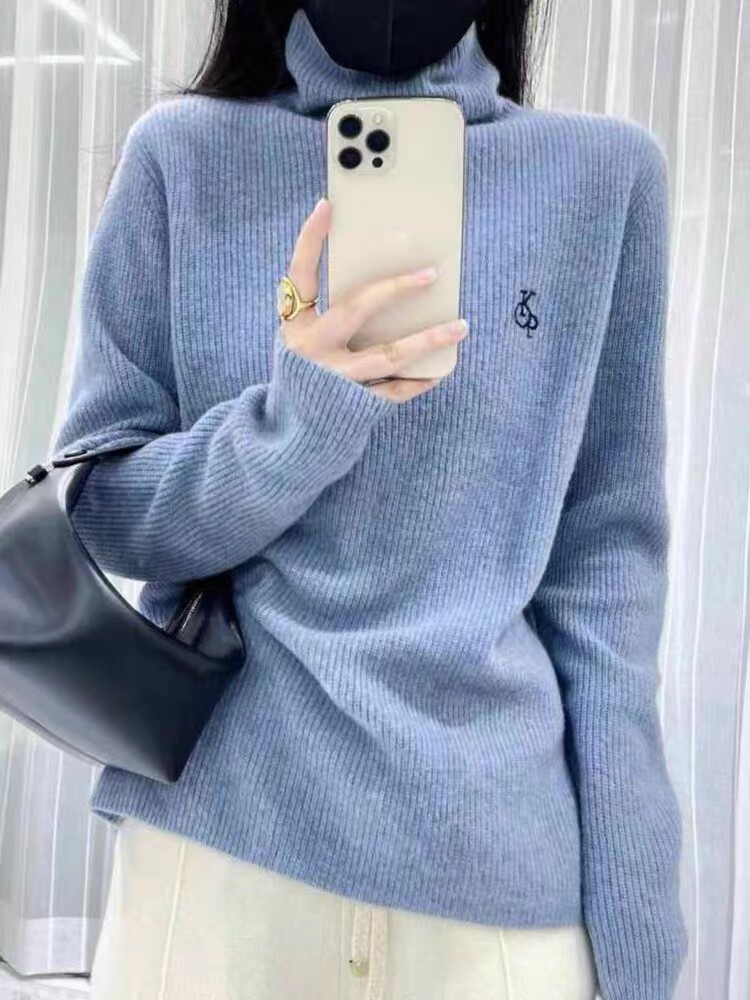 秋季新款舒适显瘦时尚百搭小鸟图案打底衫,女装羊毛衫,恒恩羊绒