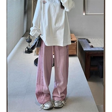 条纹运动裤女秋季美式卫裤宽松直筒垂感休闲裤KB392，男装休闲裤，星座1116A（原606A-3）