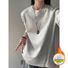抖音得物高品质美式高街重磅曼巴棉cleanfit螺纹拼接卫衣长袖T恤，男装T恤，电商A486