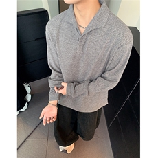 原版品质面料罗马格一片领正肩POLO长袖打底衫男春秋季w308-p38，男装Polo衫，电商C307