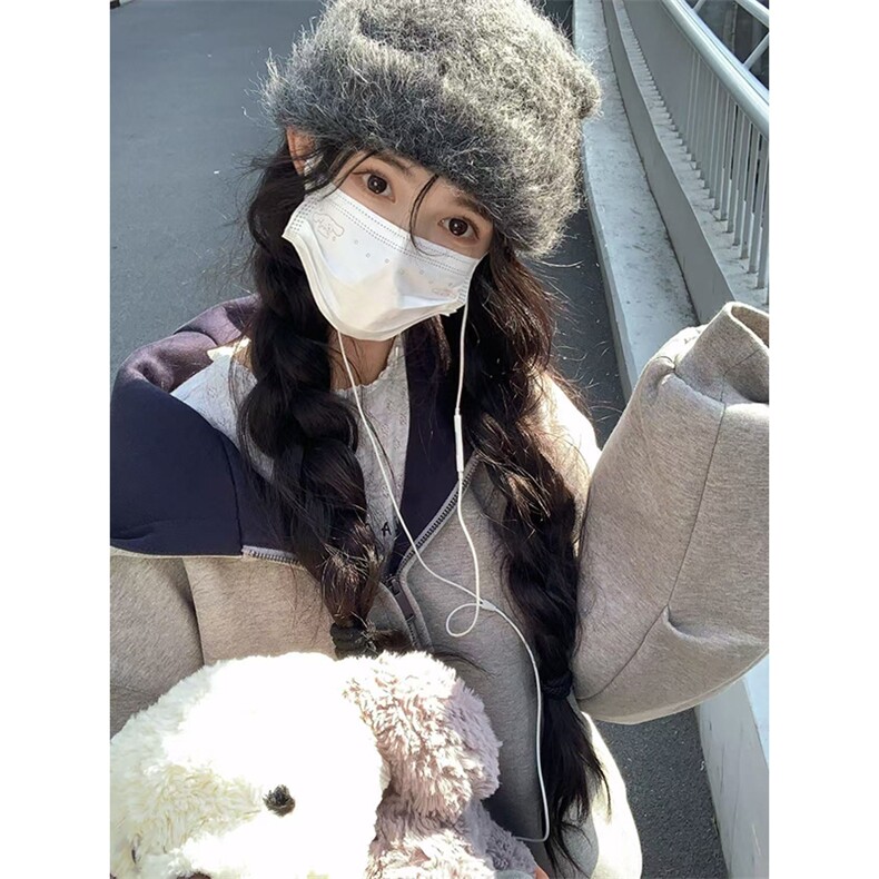 抖音得物高品质二开26春装美式重磅宽松结构双面连帽卫衣外套W68,女装短外套,电商A486-1