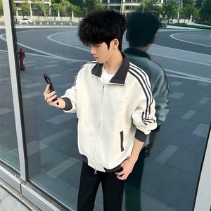 抖音得物高品质 美式高街重磅结构设计拼接织带立领卫衣外套 CM42图片