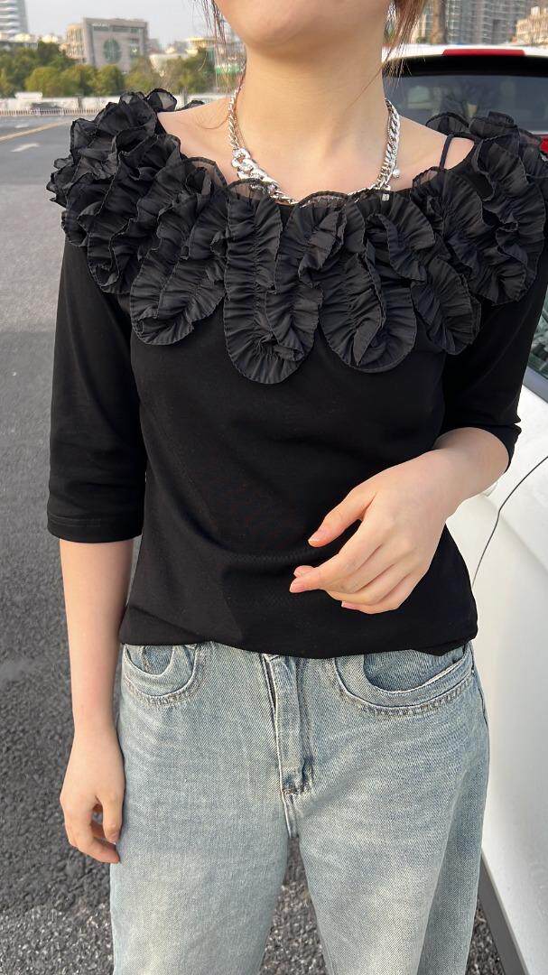 【现货】花边七分袖小衫，其它，淳沐