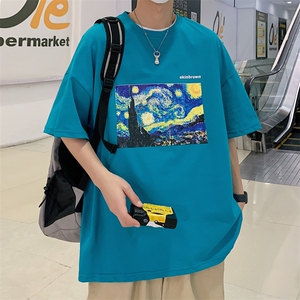 1港风中性休闲运动情侣大码嘻哈潮圆领短袖T恤男DT7005P25控38图片