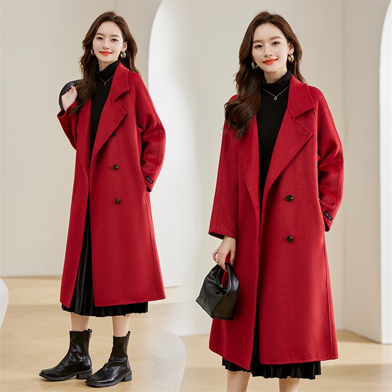 现货新款秋冬装2023年时尚气质带腰带双面羊绒高级感羊绒毛呢外套，商品下架区商品下架区，采品优优