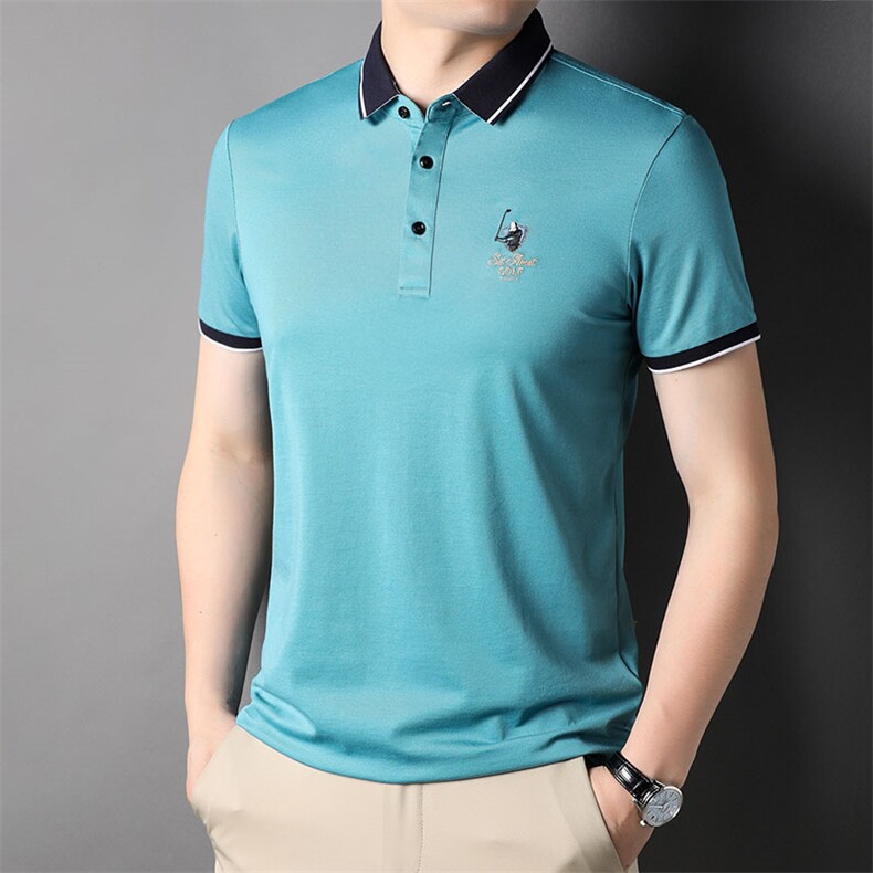 POLO衫男上衣半袖男装衣服男士体恤衫T恤潮牌休闲翻领爸爸短袖男图片
