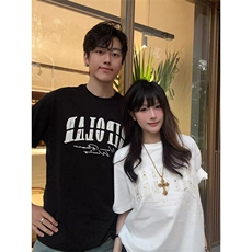 万针全刺绣工艺抖音得物高品质260克重磅纯棉双纱美式高街短袖T恤，男装T恤，电商A486