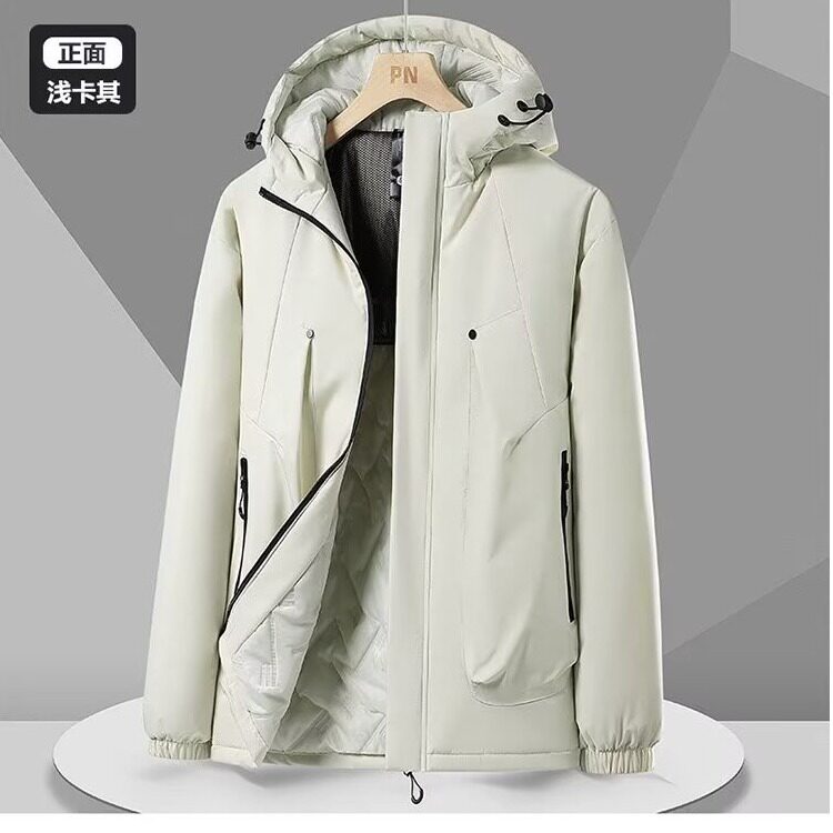 保暖连帽冲锋衣男女冬季加厚御寒棉服户外宽松防风棉衣外套,男装棉衣,星座1013