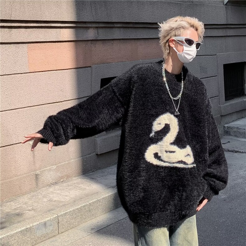 美式软糯毛衣男仿貂绒休闲百搭慵懒风情侣宽松针织衫男M560/P55,男装针织衫/毛衣,星座506