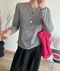 春秋波点精纺羊毛针织长袖T恤女显瘦内搭超薄打底衫微透罩衫上衣，女装针织衫/毛衣，臻纶羊绒
