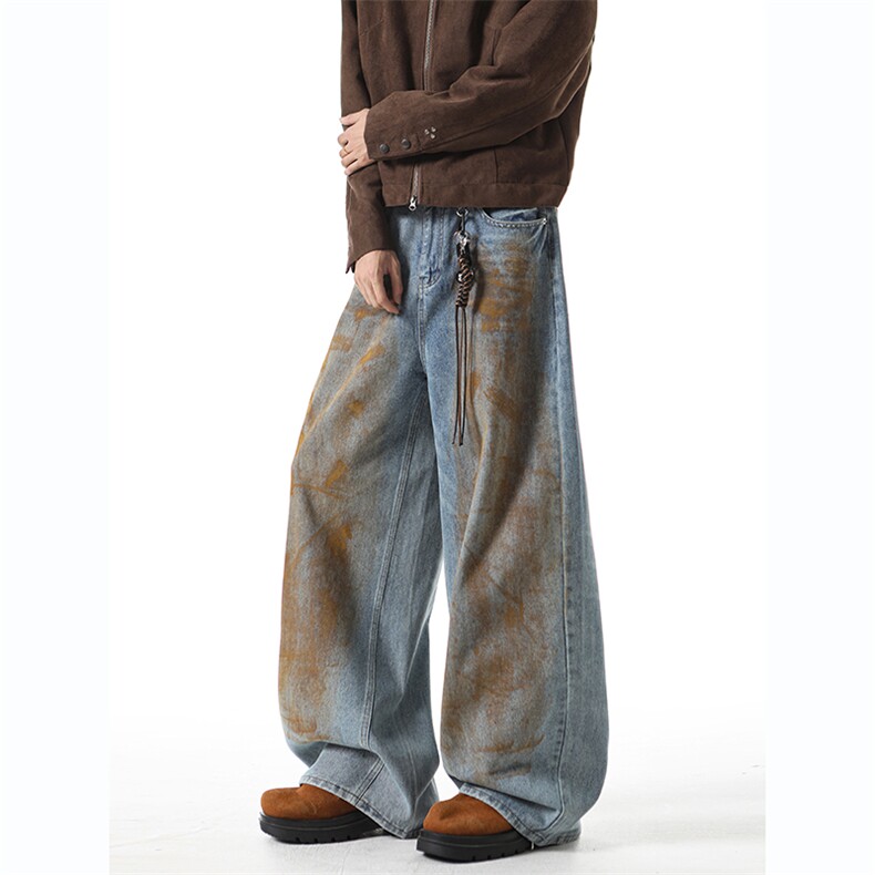 809B!新春现货美式弯刀油漆宽松牛仔裤809B-613-P48,男装牛仔裤,星座809B（原星座805）