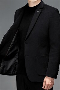 羊毛呢子大衣纯色西服领冬新款中年男士商务休闲外套SJ9106-P145，男装毛呢大衣，电商B212（原钱塘6029）