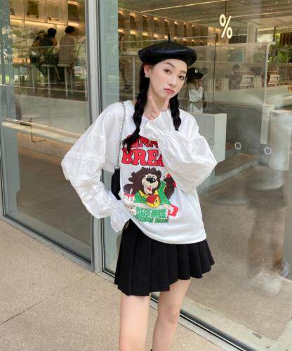 新款秋装蕾丝拼接袖卫衣，女装卫衣/绒衫，83A