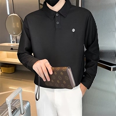 秋季华夫格长袖翻领POLO衫男韩版修身套头纯色打底衫T恤T550，男装T恤，星座1116A-2（原606A-1）