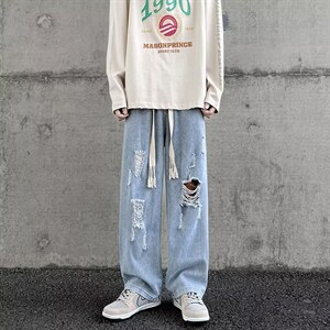 牛仔裤男秋季潮大码休闲裤子高街慵懒男N3103P40图片