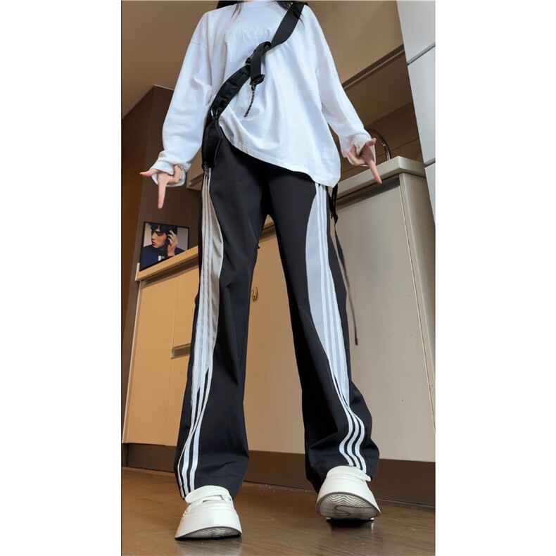 抖音品质秋季新款潮流撞色条纹宽松冲锋裤B315-K24321-特p35控68,男装休闲裤,电商B315