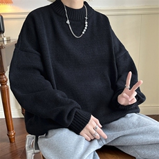 秋冬潮牌纯色oversize打底衫男痞帅宽松套头毛衣针织衫MY103-P40，男装针织衫/毛衣，电商A001