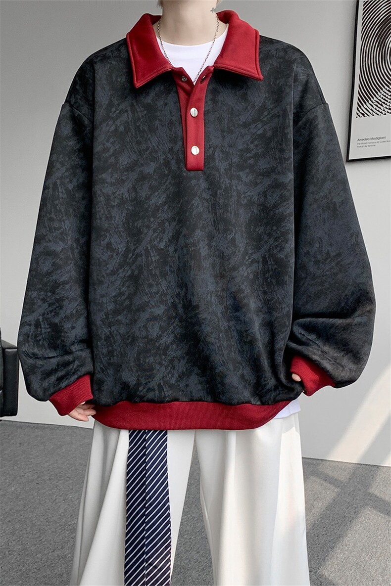 现货WY10159-特P50控88美式复古撞色解构拼接大码男宽松情侣卫衣,男装卫衣,电商A059