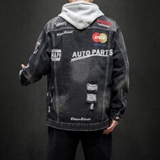 jk818-p90-限价128黑墙牛仔夹克肥仔秋款量足印花大码，男装夹克，星座103A