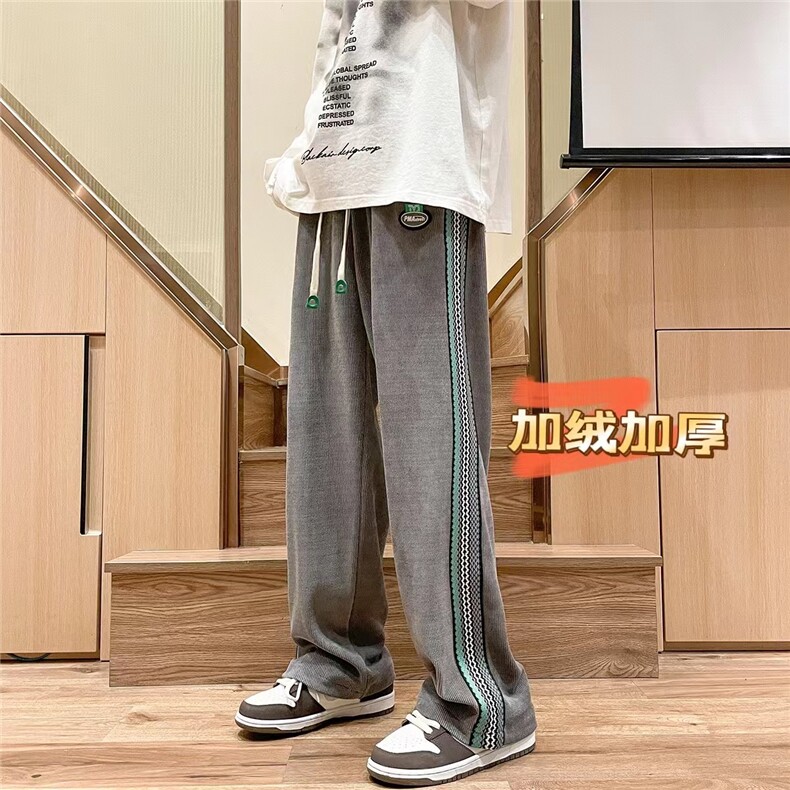 力推!!织带欧棉绒440克直筒休闲裤加绒加厚P65 常规p55图片