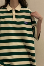 1中性风美式条纹短袖polo衫男大码翻领短袖T恤DP8761P40控59，男装T恤，星座226-2