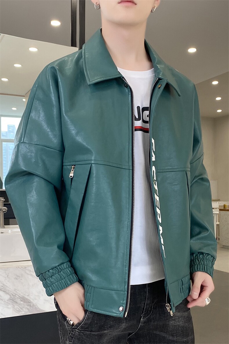 皮衣男新款秋季外套潮流韩版皮夹克男青年修身翻领机车服V999-P85,男装皮衣,星座509