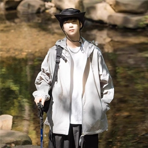 防晒衣男夏季美式高街薄款宽松连帽防晒服夹克潮FY991图片