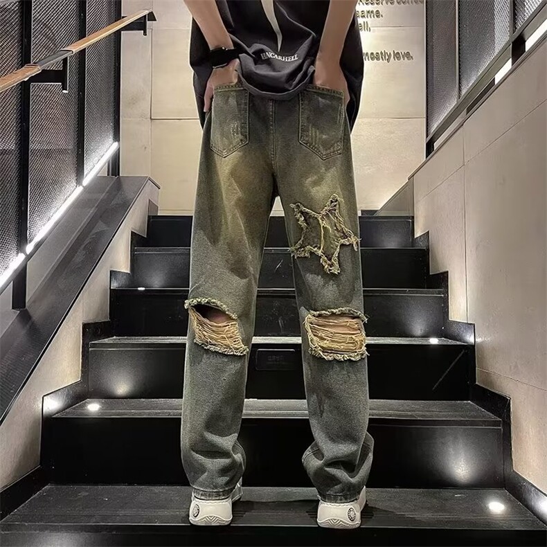 青春流行ins男直筒水洗牛仔裤P42,男装牛仔裤,星座1116-2