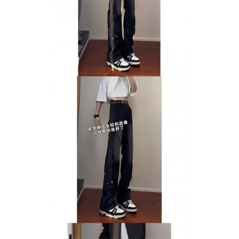 1506/Q11000/P46高街美式复古拼接排扣牛仔裤,男装牛仔裤,星座1506