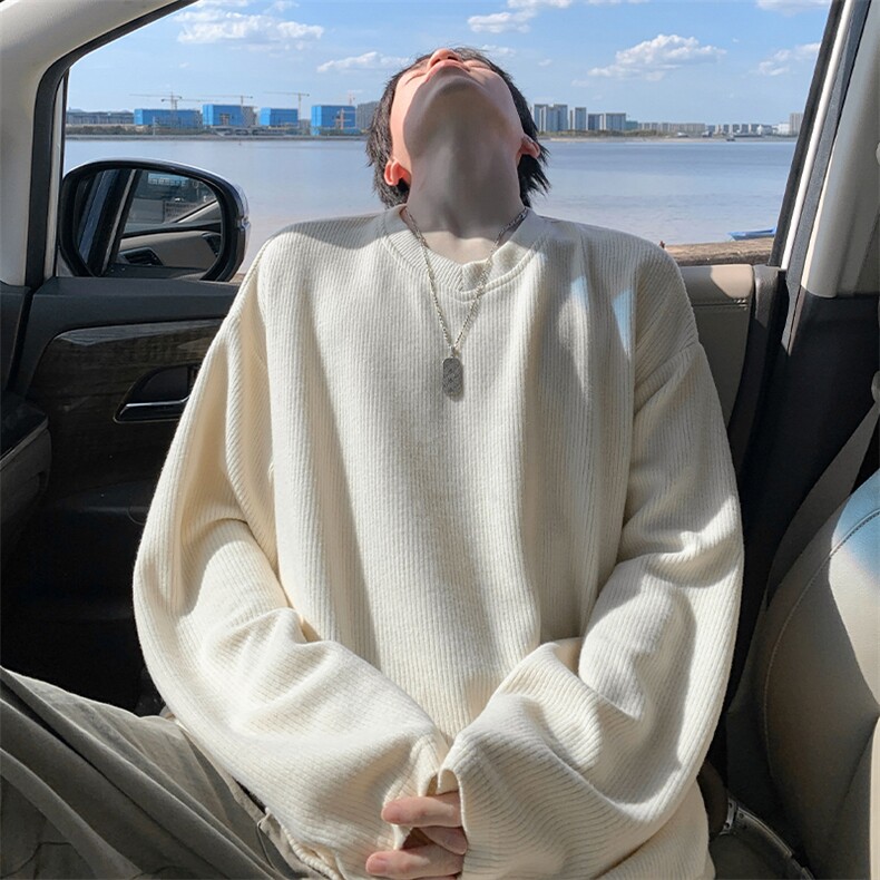 新款320g重磅V领抓毛肌理感高级感大码长袖T恤男T24510-特P40控78，男装T恤，电商A001-1