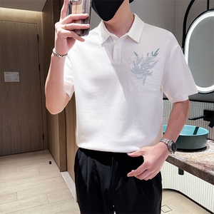 夏男翻领POLO衫拼色男休闲宽松休闲衬衣小伙A236-82563-P60图片