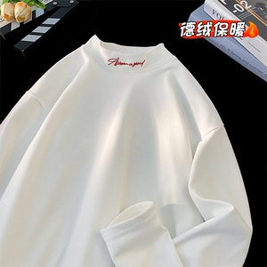 德绒打底衫半高领刺绣字母保暖内搭长T恤卫衣TJ1203-P23【特价】图片