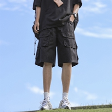 夏季日系宽松直筒五分裤复古水洗多口袋工装短裤现货K8026-P49，男装牛仔裤，星座512-3
