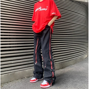 美式高街排扣黄泥牛仔裤男2024秋季新款vibe风设计感BK59-P83图片